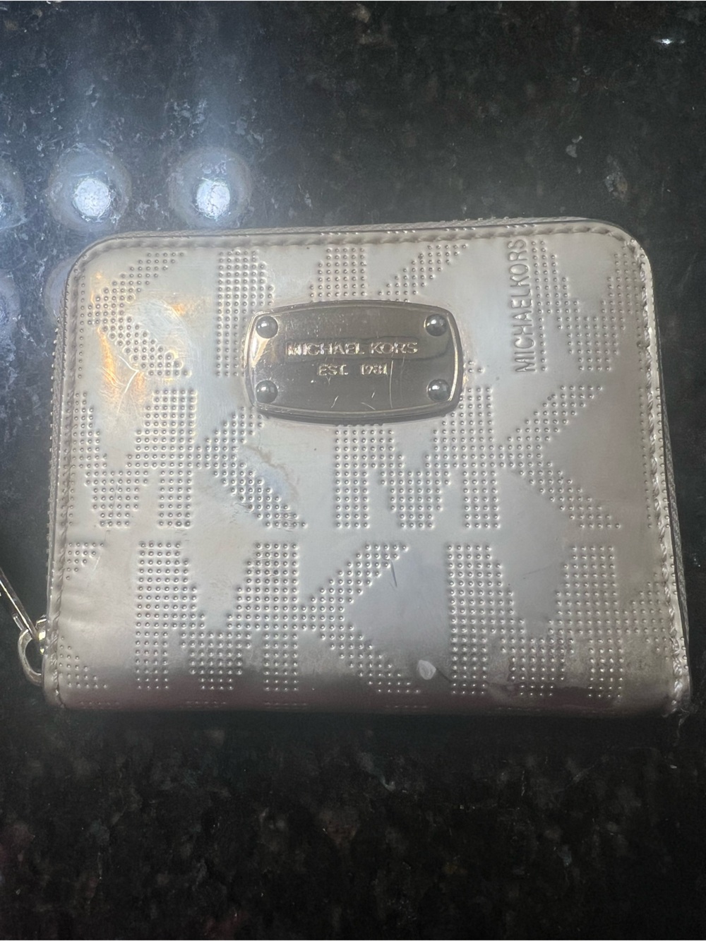Michael Kors Gold Metallic MK Zip Wallet